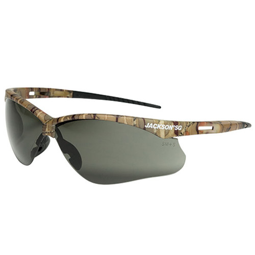 SureWerx Jackson SG Safety Glasses, Camo Frame w/ Smoke Lens, 1/Each