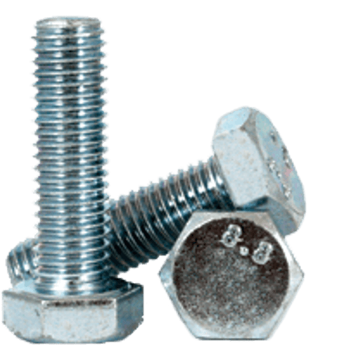 M5-0.80 x 16 mm DIN 933 / ISO 4017 Hex Cap Screws 8.8 Coarse Med. Carbon Zinc CR+3 (100/Pkg.)