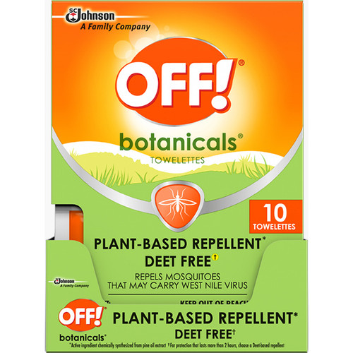 SC Johnson OFF! Botanicals Insect Repellent Towelettes, 10/Pkg