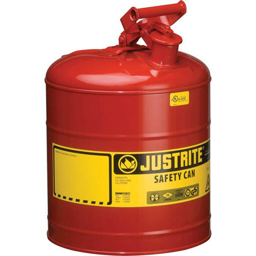 Justrite Type I Safety Can, 5 gal, Red, 1/Each