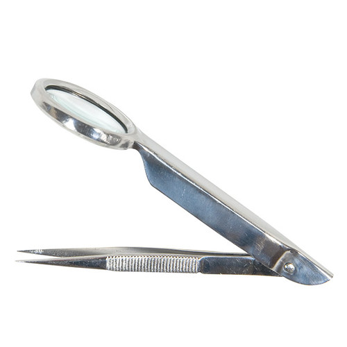 HART Health Stainless Steel Forceps w/ Magnifier & Splinter Out, 3 1/2", 1/Each