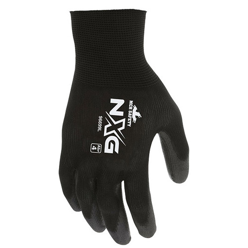 MCR Safety NXG PU Coated Work Gloves, Large, Black, 12/Pair