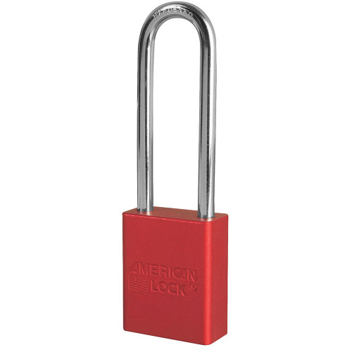 American Lock 1100 Series Anodized Aluminum Safety Padlock, 3" Shackle, Red, 1/Each