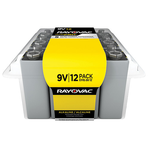 Rayovac Ultra Pro 9V Alkaline Batteries, Contractor Pack, 12/Pkg