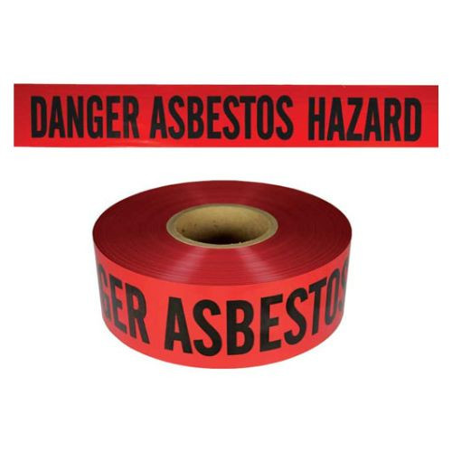 Presco Barricade Tape, 3 mil, "Danger Asbestos Hazard", Red, 8/Case