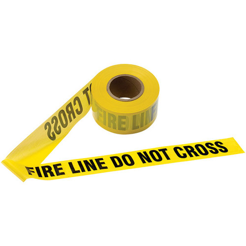 Presco Barricade Tape, 3 mil, "Fire Line Do Not Cross", Yellow, 8/Case
