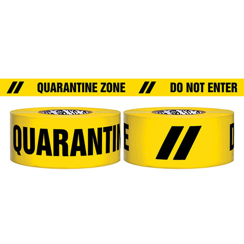 Presco Barricade Tape, 3 mil, "Quarantine Zone Do Not Enter", Yellow, 8/Case