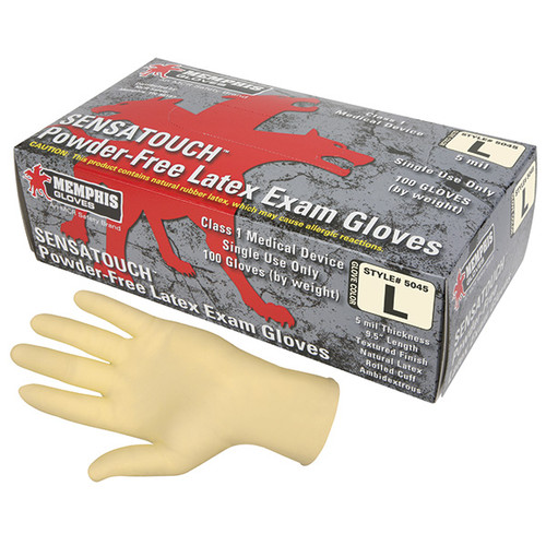 MCR Safety SensaTouch Disposable Latex Gloves, Large, Natural, 100/Box