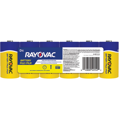 Rayovac Heavy Duty D Zinc Carbon Batteries, 6/Pkg