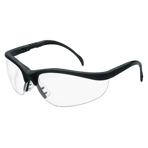 MCR Safety Klondike Eyewear, Black Frame, Clear Lens, 1/Each