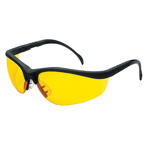 MCR Safety Klondike Eyewear, Black Frame, Amber Lens, 1/Each