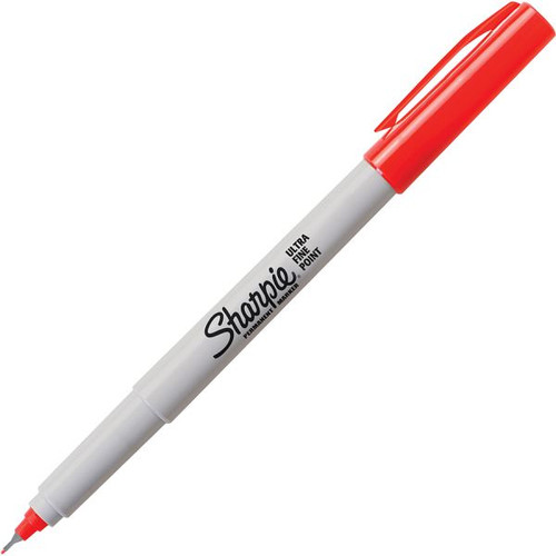 Sharpie Permanent Marking Pen, Ultra-Fine, Red, 1/Each