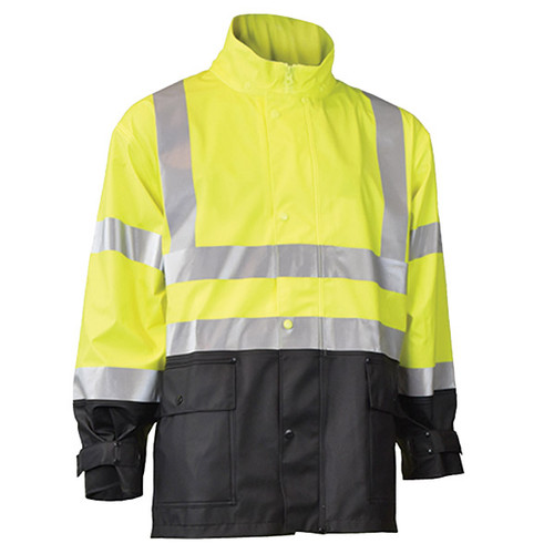 Radians RW07 High Visibility Rain Jacket, 3X-Large, Hi-Vis Green/Black, 1/Each