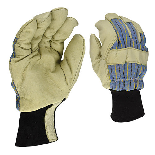 Radians Fleeced Lined Premium Grain Pigskin Leather Gloves, Large, Beige/Blue Striped, 1/Pair