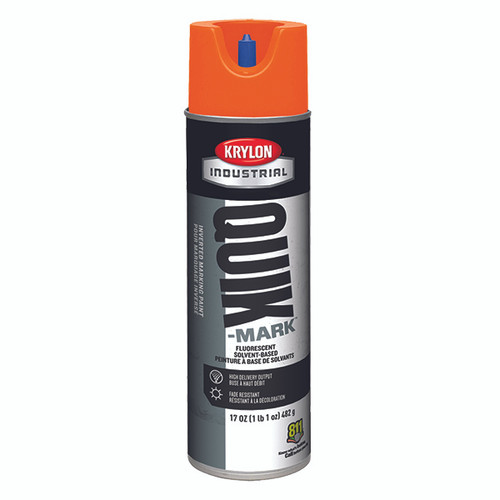 Krylon Quik-Mark Inverted Marking Paint, Water Based, 20 oz Aerosol, Fluorescent Orange, 12/Case
