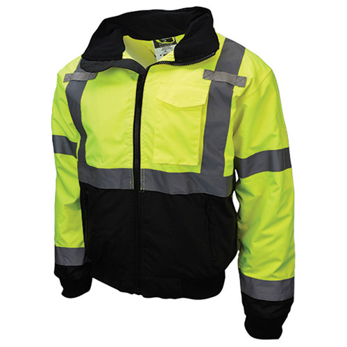 Radians Class 3 Two-In-One High Visibility Bomber Safety Jacket, X-Large, Hi-Vis Green/Black, 1/Each
