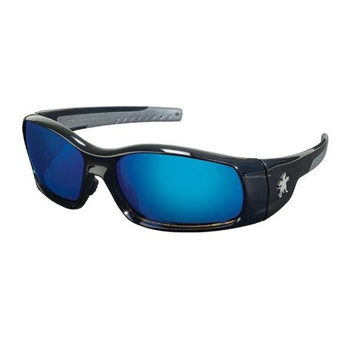 MCR Safety Swagger Eyewear, Black Frame, Blue Diamond Mirror Lens, 1/Each