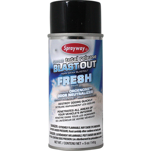 Sprayway Total Release Blast Out Odor Eliminator, Fresh, 5 oz Aerosol, 12/Pkg