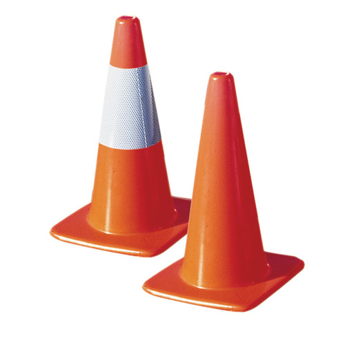 TruForce Traffic Cone w/ 6" Reflective Collar, 18", 2 lb, Dayglow Orange, 1/Each