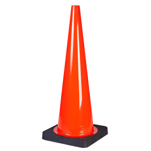 TruForce Traffic Cone, 36", 12 lb, Dayglow Orange w/ Rubberized Black Base, 1/Each