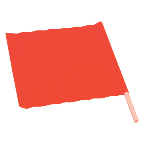 TruForce All-Weather Traffic Flag, 18" x 18" w/ 30" Dowel, Fluorescent Orange, 1/Each