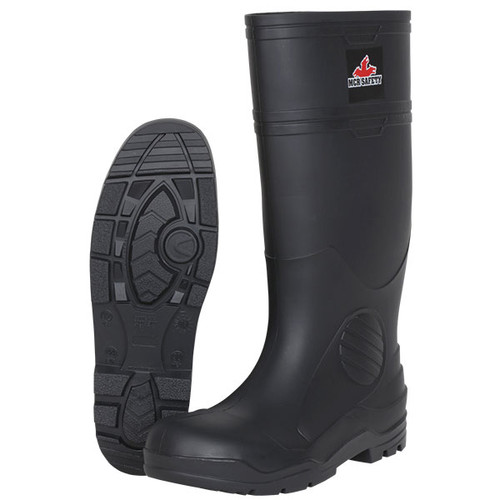 MCR Safety 16" PVC Boots, Plain Toe, Size 11, Black, 1/Pair