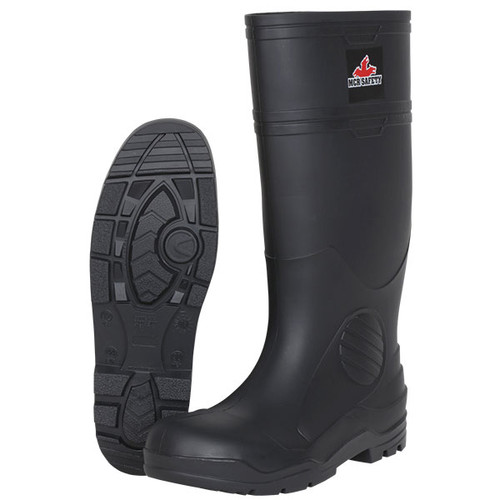 MCR Safety 16" PVC Boots, Plain Toe, Size 12, Black, 1/Pair
