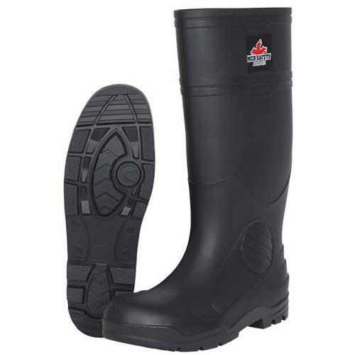 MCR Safety 16" PVC Boots, Steel Toe, Size 11, Black, 1/Pair