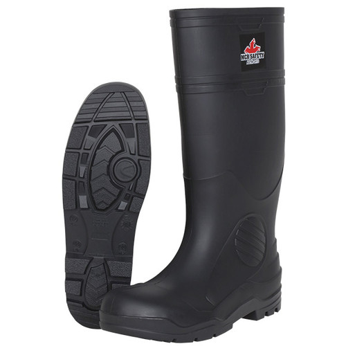 MCR Safety 16" PVC Boots, Steel Toe, Size 12, Black, 1/Pair