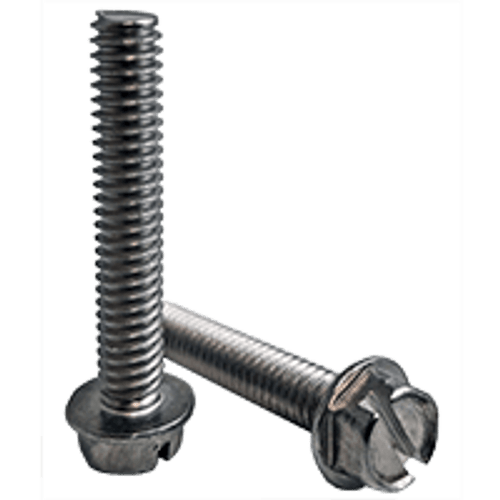 1/4"-20x1 1/4", Fully Threaded Machine Screws Indented Hex Washer Head Slotted Stainless Steel A2 (100/Pkg.)