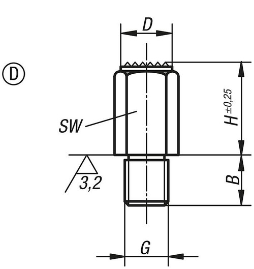 Kipp Positioning Foot, Carbon Steel, Style D, 10 mm x 10 mm, K0299.406010 (Qty. 1)