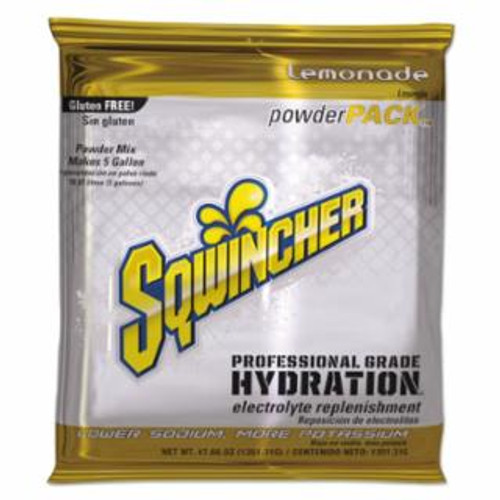 Sqwincher Powder Packs, Lemonade, 47.66 oz, Pack, Yields 5 gal, 16/EA #159016403