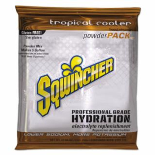 Sqwincher Powder Packs, Tropical Cooler, 47.66 oz, Pack, Yields 5 gal, 16/EA #159016409