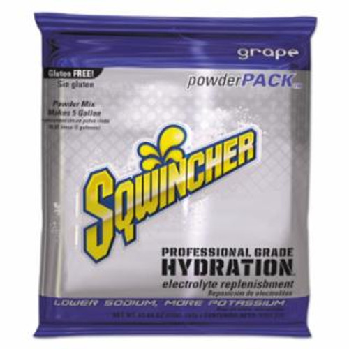 Sqwincher Powder Packs, Grape, 47.66 oz, Pack, Yields 5 gal, 16/EA #159016406