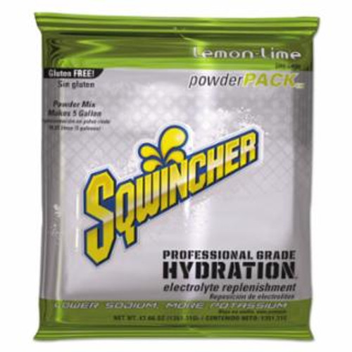 Sqwincher Powder Pack, Lemon-Lime, 47.66 oz, Pack, Yields 5 gal, 16/EA #159016408