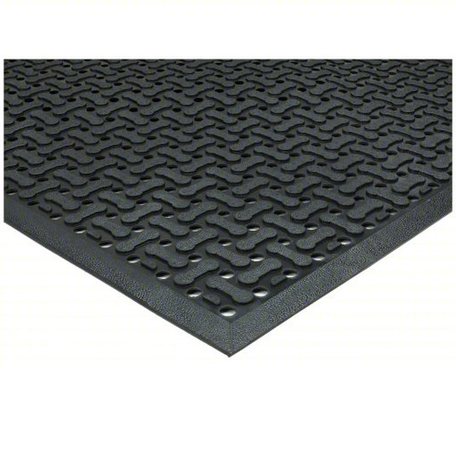 Justrite Superflow Reversible Drainage Anti-Fatigue Mat, 5/8 in x 3 ft W x 5 ft L, General Purpose Rubber, Black, 1/EA #T18S0035BL