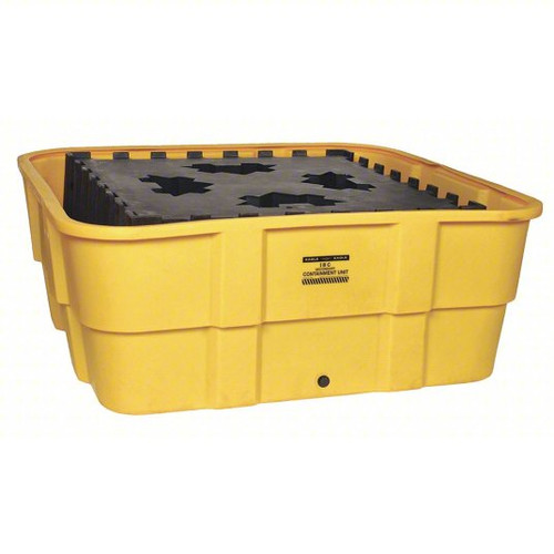 Eagle Mfg IBC Containment Station, with Poly Platform, with Drain Plug, Yellow, 1/EA #1683D