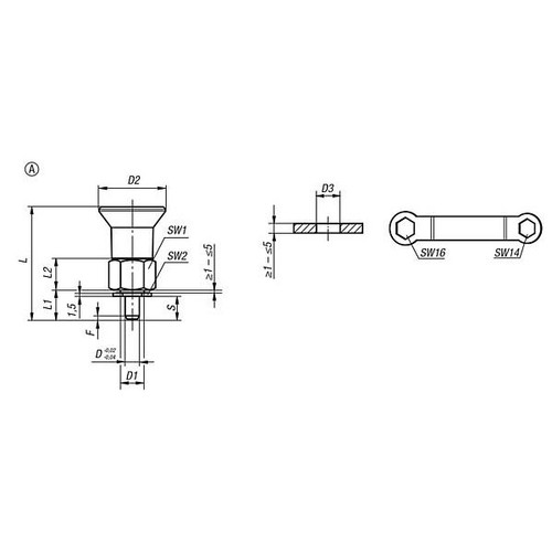 Kipp M10X1 Indexing Plungers for Thin-Walled Parts, Style A (Qty. 1), K0735.311105