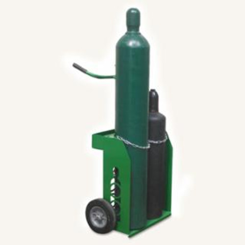 Saf-T-Cart Cylinder Box Cart, for Oxygen and Acetylene, 13.66 in D x 24.5 in W, 43.63 in H, 10 in Semi-Pneumatic Tires, 1/EA #950-10B
