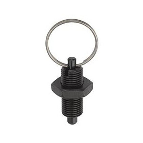 Kipp M12x1.5 Indexing Plunger, w/o Collar, w/Locknut, Style U, Stainless Steel, Metric (Qty. 1), K0635.04206