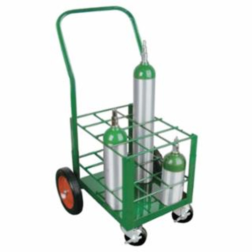 Anthony Medium-Duty M7, M9, C, D, and E Size Cylinders Transport Cart, Holds 12 Cylinders, 2-10 in Rubber Wheels/2-Locking Casters, 1/EA #6124