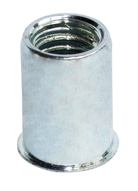 SSS3-518-200, Goebel GO-NUT SS Series Rivetnut Insert, Unified, 5/16-18 UNC-2B "O" Style Round Body, Low Profile Head, Zinc Clear Trivalent (250/Pkg.)