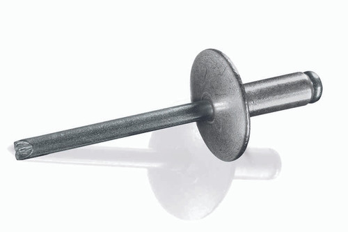 ABS-42LF Goebel Open End Blind Rivet, 1/8, .125 Diameter [.063-.125 Grip Range], Large Flange Head Aluminum/Steel (500/Pkg.)
