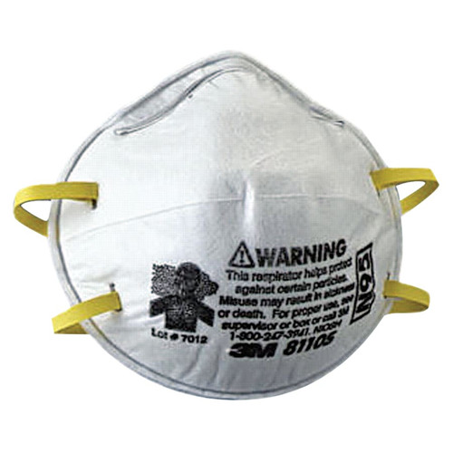 3M N95 Particulate Respirator, Half Facepiece, Two Fixed Straps, Non-Oil Particles, White, 20/BX #8110S