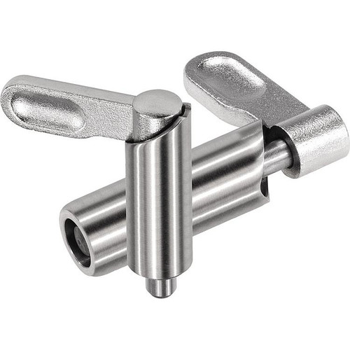 Kipp Cam-Action Indexing Plunger, D10, Style E, Uncoated Handle, Smooth Sleeve, Stainless Steel (Qty. 1), K0640.1080510
