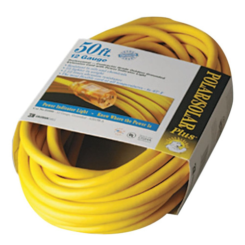 Southwire Polar/Solar Extension Cord, 50 ft, 1 Outlet, Yellow, 1/EA #01688