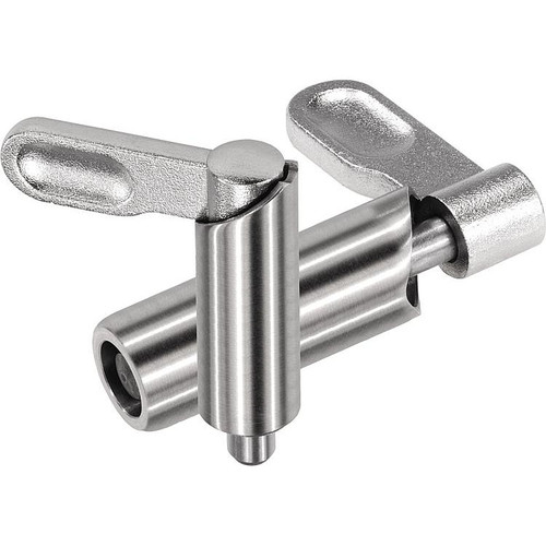 Kipp Cam-Action Indexing Plunger, D12, Style E, Uncoated Handle, Smooth Sleeve, Stainless Steel (Qty. 1), K0640.1080512