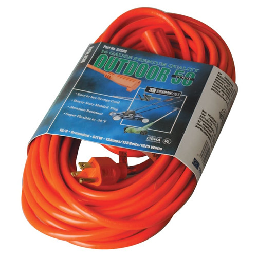 Southwire Vinyl Extension Cord, 50 ft, 1 Outlet, Orange, 1/EA #02308