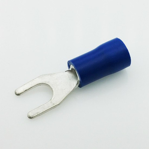 Spade Terminal AWG 16-14 Blue 8 Stud PVC (50/Bag, 12 Bags) Spade Terminal AWG 16-14 Blue 8 Stud PVC (50/Bag, 12 Bags)