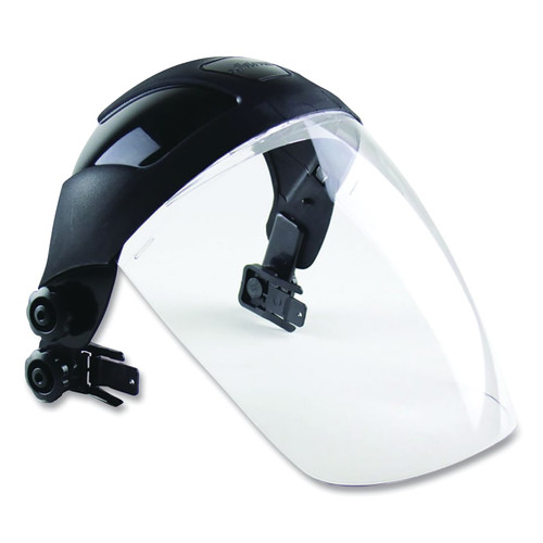 Sellstrom DP4 Series Multi-Purpose Faceshield, Window & Ratcheting Headgear, Universal Hard Hat Slot Adaptor, Clear, 9 in H x 12.125 in L, 1/EA #S32012